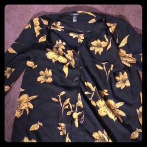 Floral longer button up blouse